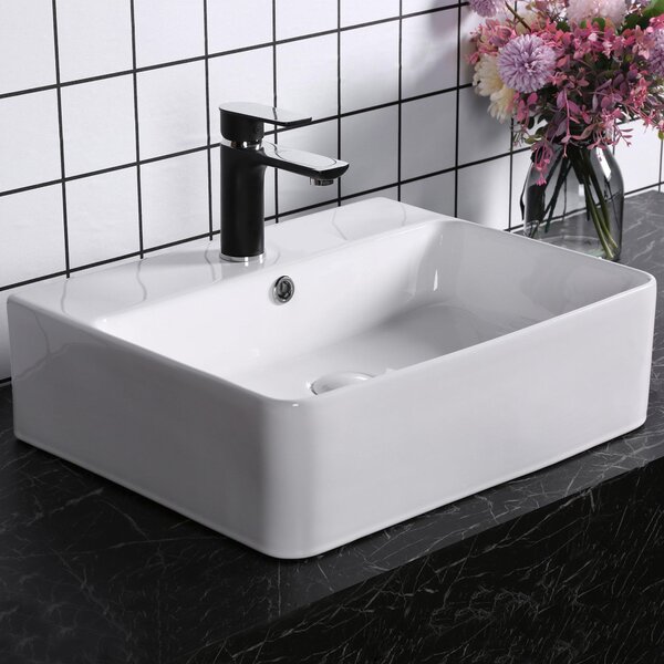 Lavabo da Appoggio 52x42x15,5 cm in Ceramica Bianco