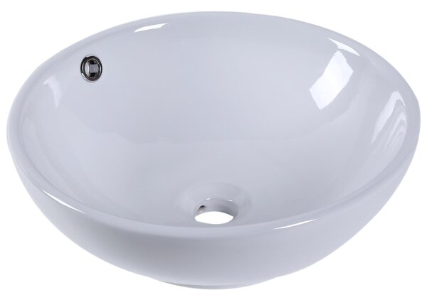 Lavabo da Appoggio in Ceramica Smaltato Design Moderno Bianco 42x42x14 cm