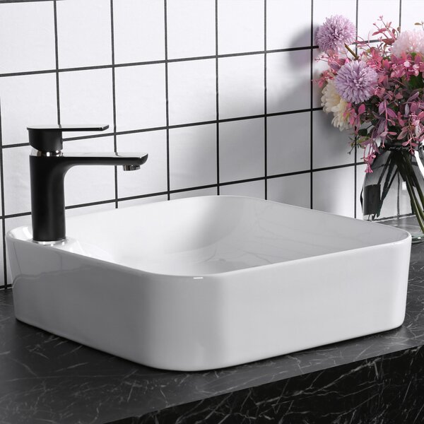 Lavabo da Appoggio 43x43x12 cm in Ceramica Bianco