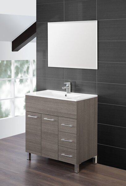 Mobile da Bagno Composizione Bagno 80Cm Rovere Scuro