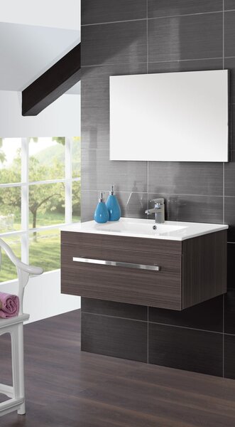 Mobile da Bagno Sospeso Marrone Composizione in Mdf 80Cm
