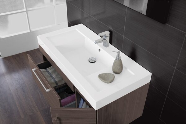 Mobile da Bagno Sospeso Marrone Composizione 100Cm