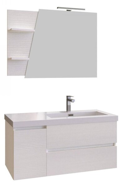 Mobile Bagno Sospeso 100 cm Lavabo e Specchio Bonussi Pegaso Bianco
