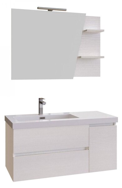 Mobile Bagno Sospeso 100 cm Lavabo e Specchio Bonussi Pegaso Bianco