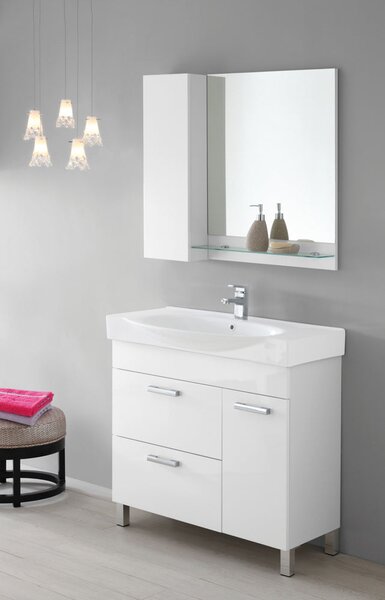 Mobile da Bagno Composizione Bagno 90Cm Laccato Bianco Issimo 90