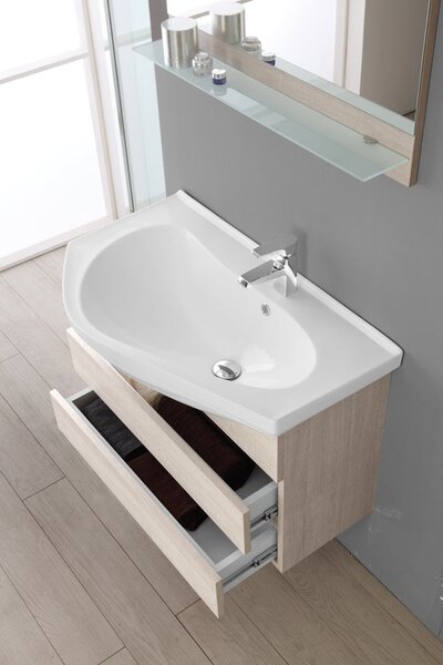 Mobile da Bagno Sospeso Rovere Chiaro Composizione Bagno 80Cm Magnum