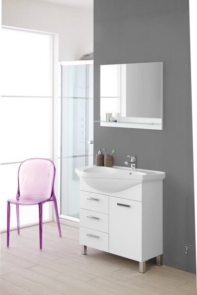 Mobile da Bagno Bianco Laccato Composizione Bagno 80Cm Magnum