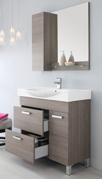 Mobile da Bagno Composizione Bagno 90Cm Rovere Scuro Issimo 90