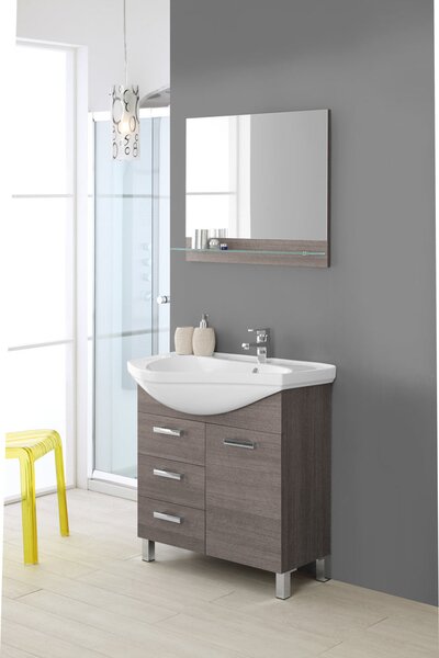 Mobile da Bagno Rovere Scuro Composizione Bagno 80Cm Magnum