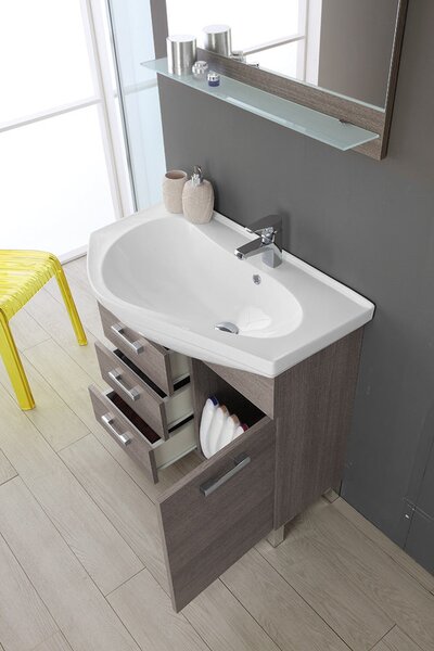 Mobile da Bagno Rovere Scuro Composizione Bagno 80Cm Magnum