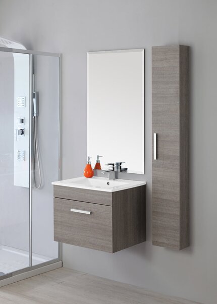 Mobile da Bagno Sospeso Composizione Bagno 60Cm Rovere Scuro Show 60