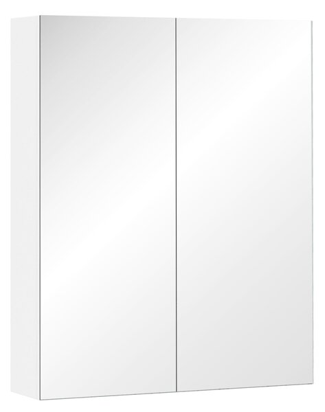 Pensile da Bagno 2 Ante Specchio in MDF 60x15x75 cm Morning Bianco