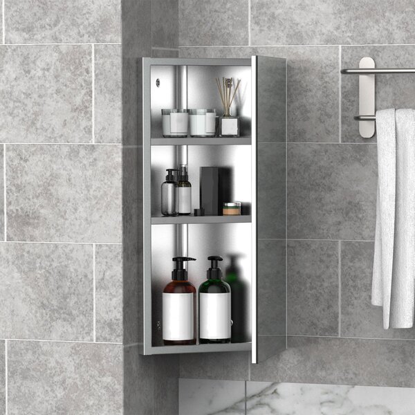 Pensile da Bagno Angolare 1 Anta Specchio 60x30x18,4 cm Corn Bianco