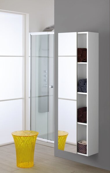 Mobile da Bagno Pensile Sospeso 50X26X160Cm Bianco C/Specchio