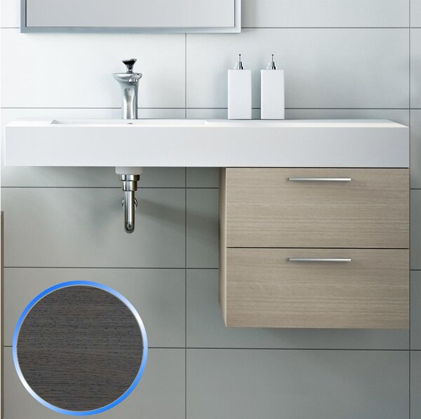 Mobile da Bagno Sospeso in Legno Rovere Grigio 45cm Fosterberg Porto 3
