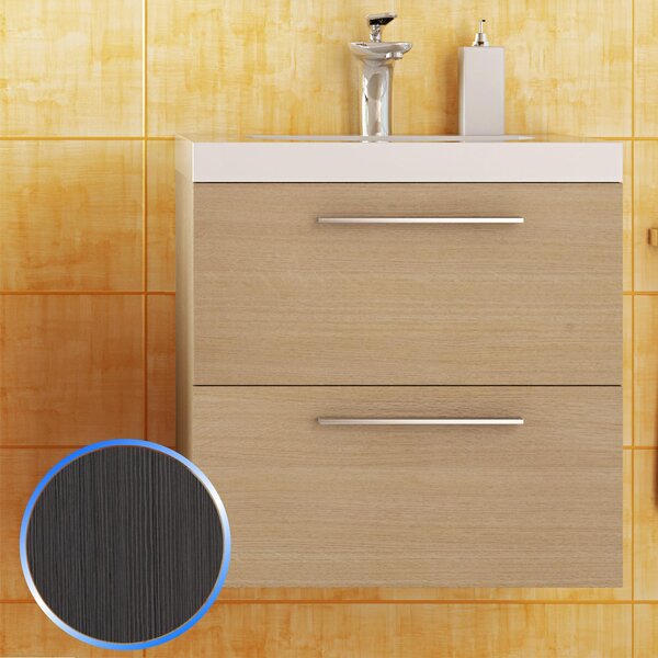 Mobile da Bagno Sospeso in Legno Rovere Spazzolato 53cm Fosterberg Porto 6