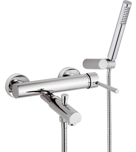 Rubinetto Miscelatore Monocomando Vasca Esterno Doccetta in Ottone Mariani Hermes Cromato
