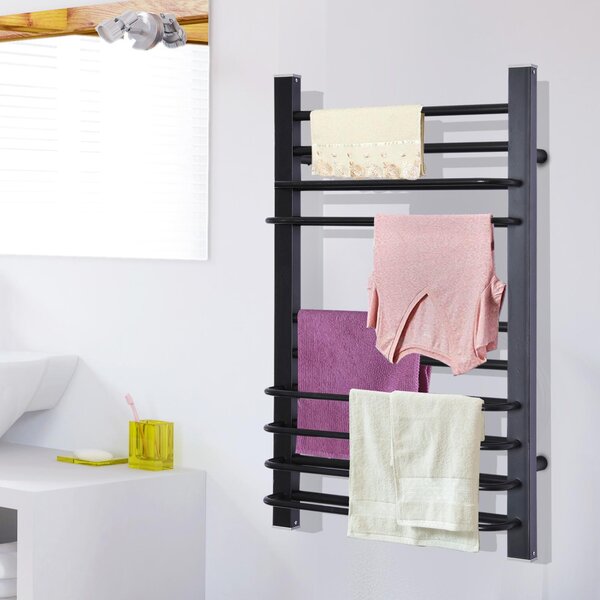 Scaldasalviette Elettrico 200W da Parete Nero 50x18x80 cm
