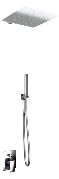 Kit Doccia Soffione Doccino e Miscelatore in Acciaio Inox 30x30 cm da Parete Square