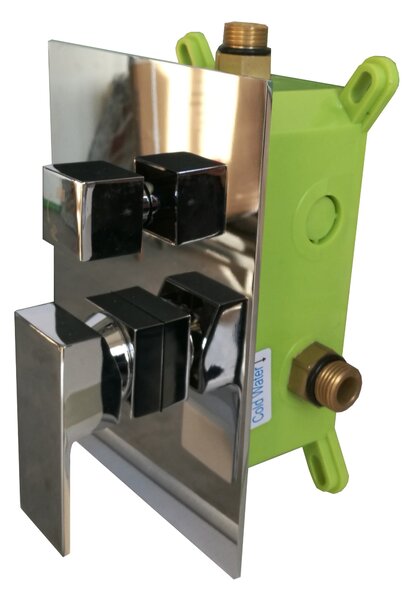 Kit Doccia Soffione Doccino e Miscelatore in Acciaio Inox 40x40 cm da Parete Square