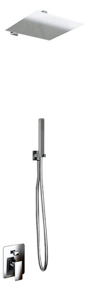 Kit Doccia Soffione Doccino e Miscelatore in Acciaio Inox 25x25 cm da Parete Square