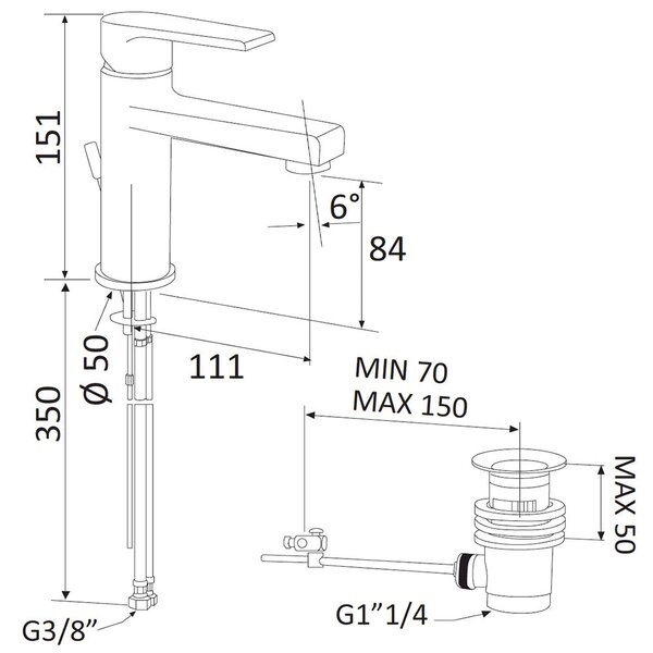 Rubinetto Miscelatore Monocomando Lavabo in Ottone Mariani Artic Cromato