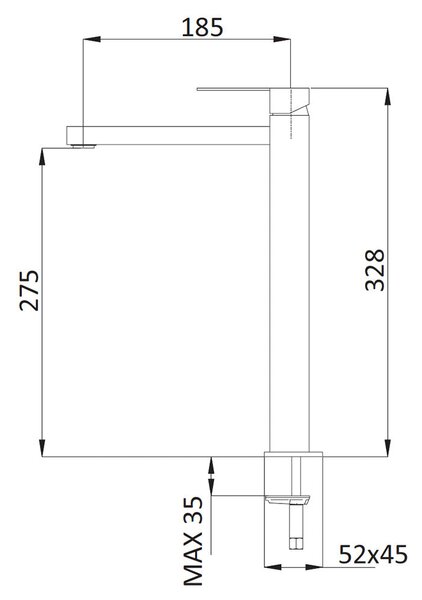 Rubinetto Miscelatore Monocomando Lavabo Alto XXL in Ottone Mariani Polar Cromato
