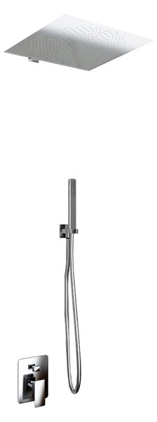Kit Doccia Soffione Doccino e Miscelatore in Acciaio Inox 40x40 cm da Parete Square