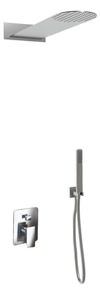 Kit Doccia Soffione Doccino e Miscelatore in Acciaio Inox 55xØ23 cm da Parete RekRound