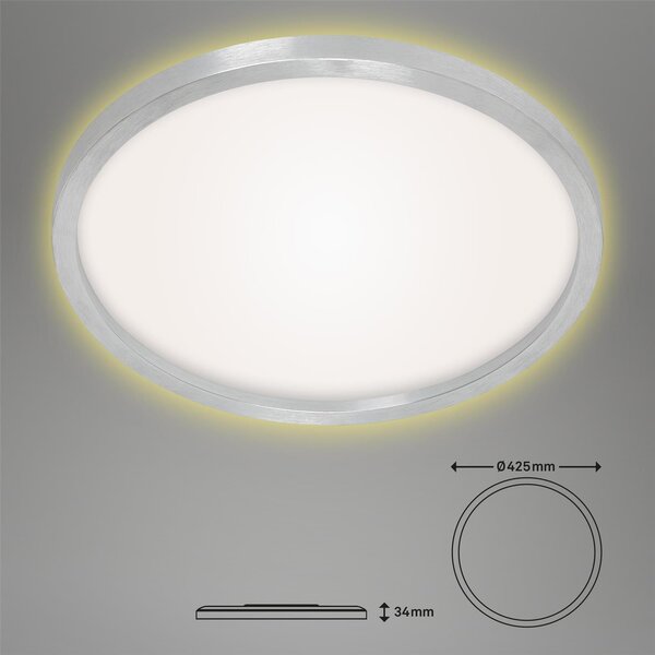 Plafoniera LED, retroilluminata, argento, rotonda, P 42,5 cm