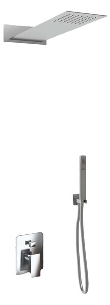 Kit Doccia Soffione Doccino e Miscelatore in Acciaio Inox 55x23 cm da Parete Rek