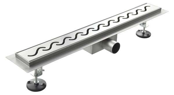 Canalina di Scarico in Acciaio Inox a Pavimento Onda 60x7 cm