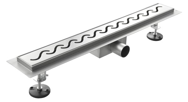 Canalina di Scarico in Acciaio Inox a Pavimento Onda 60x7 cm