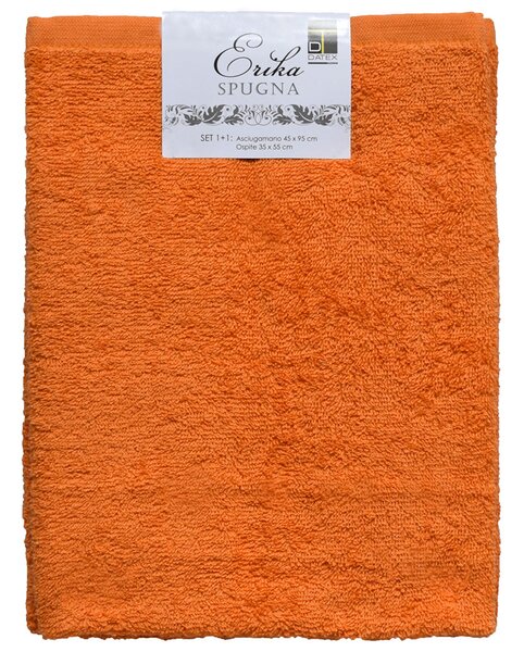 Set Spugna Asciugamani Ospite + Salvietta Arancio