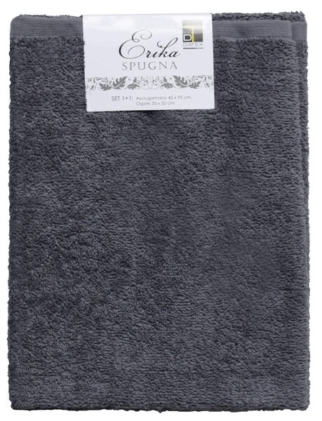 Set Spugna Asciugamani Ospite + Salvietta Grigio Scuro