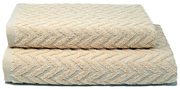 Set Spugna Asciugamani Ospite + Salvietta Sally ZigZag Crema