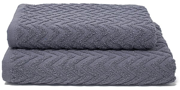 Set Spugna Asciugamani Ospite + Salvietta Sally ZigZag Grigio Scuro
