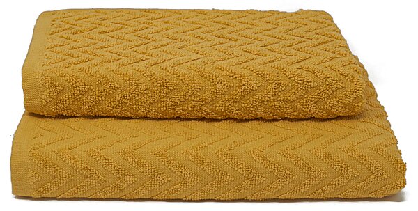Set Spugna Asciugamani Ospite + Salvietta Sally ZigZag Senape