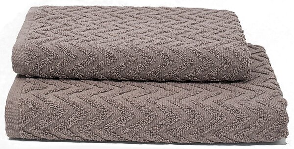 Set Spugna Asciugamani Ospite + Salvietta Sally ZigZag Tortora