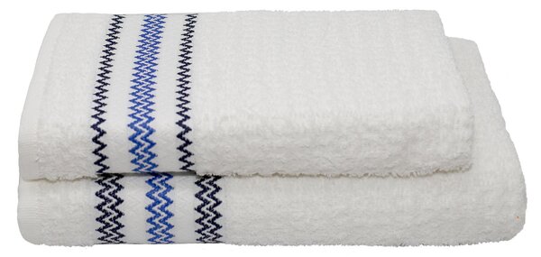 Set Spugna Asciugamani Ospite + Salvietta Kate ZigZag Blu Scuro e Royal