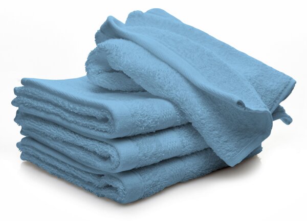 Set Spugna Asciugamani Ospite + Salvietta Azzurro