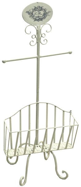 Piantana Porta Rotolo a Stelo in Metallo con Portariviste 34x23H82cm Le Bain