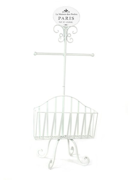 Piantana Porta Rotolo a Stelo in Metallo con Portariviste 34x23H82cm Paris