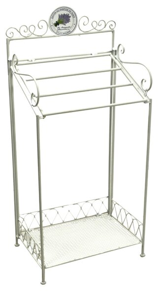 Portasciugamani a Stelo in Metallo da Appoggio 47x31H99cm Lavanda Bianco
