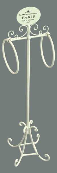 Portasciugamani a Stelo in Metallo 2 Anelli 25x24H98cm Paris Bianco
