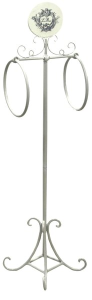 Portasciugamani a Stelo in Metallo 2 Anelli 25x24H98cm Le Bain Bianco