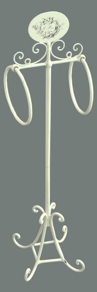 Portasciugamani a Stelo in Metallo 2 Anelli 25x24H98cm Le Bain Bianco