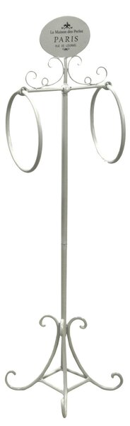 Portasciugamani a Stelo in Metallo 2 Anelli 25x24H98cm Paris Bianco