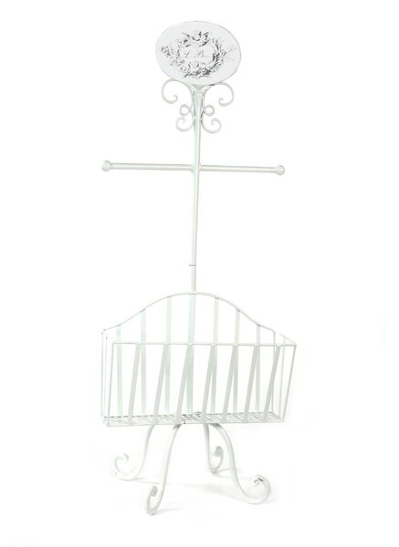 Piantana Porta Rotolo a Stelo in Metallo con Portariviste 34x23H82cm Le Bain