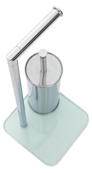 Piantana Portascopino da Bagno in Acciaio 20x20x56cm TFT Accessories Argento